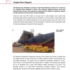 Case Study: Fire Detection in Self-Unloaders at Yangtze River Shipyards, China Case Study: Fire Detection in Self-Unloaders at Yangtze River Shipyards, China