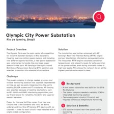 Case Study: Power Cable Monitoring in Olympic Park Case Study: Power Cable Monitoring in Olympic Park