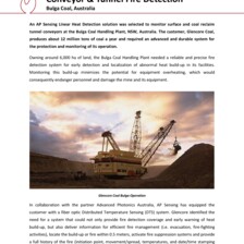 Case Study: Conveyor & Tunnel Fire Detection in Bulga Coal, Australia Case Study: Conveyor & Tunnel Fire Detection in Bulga Coal, Australia