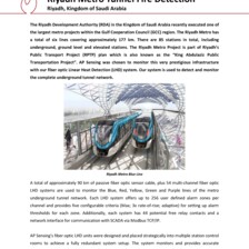 Case Study: Fire Detection in Riyadh's Metro in Saudi Arabia Case Study: Fire Detection in Riyadh's Metro in Saudi Arabia