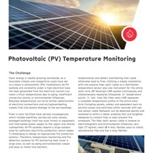 Flyer: Photovoltaic Temperature Monitoring Flyer: Photovoltaic Temperature Monitoring