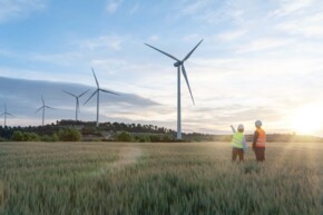 Engineering Team with wind turbines