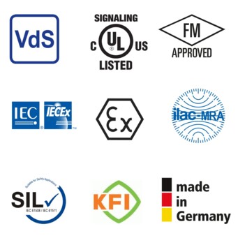 Zertifizierungen für Sicherheit, explosionsgefährdete Bereiche und Qualität von AP Sensing Produkten Zertifizierungen für Sicherheit, explosionsgefährdete Bereiche und Qualität von AP Sensing Produkten