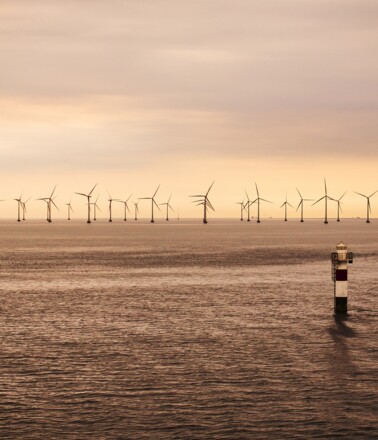 Offshore wind farm infrastructure in the sea, requiring reliable fiber optic sensing solutions for asset monitoring Offshore wind farm infrastructure in the sea, requiring reliable fiber optic sensing solutions for asset monitoring