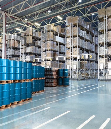 High-rack warehouse full of inventory, perfect for AP Sensing fiber optic fire detection and temperature monitoring High-rack warehouse full of inventory, perfect for AP Sensing fiber optic fire detection and temperature monitoring