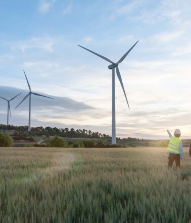 Engineering Team with wind turbines