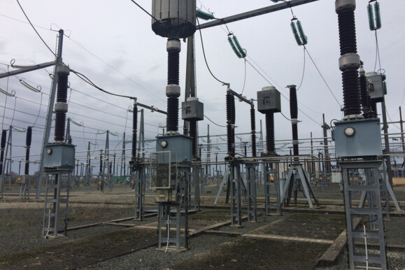 Electrical substation showcasing critical power assets monitored by AP Sensing solutions Electrical substation showcasing critical power assets monitored by AP Sensing solutions