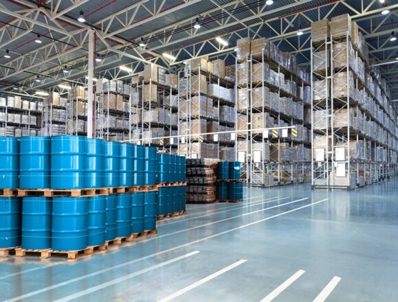 High-rack warehouse full of inventory, perfect for AP Sensing fiber optic fire detection and temperature monitoring High-rack warehouse full of inventory, perfect for AP Sensing fiber optic fire detection and temperature monitoring