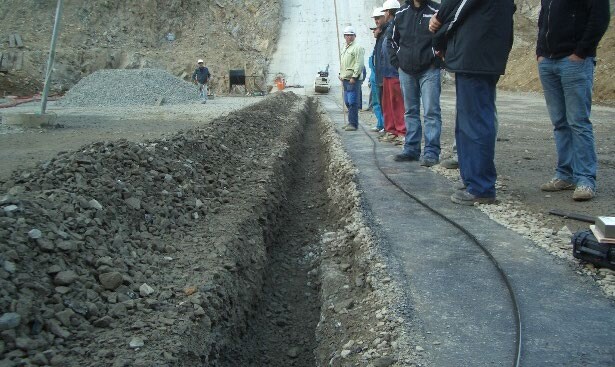 Cable installation Inspecting trench installation for AP Sensing fiber optic cables used in infrastructure monitoring
