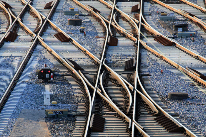 Rail track switches and signals showing critical points monitored by AP Sensing's railway asset protection solutions Rail track switches and signals showing critical points monitored by AP Sensing's railway asset protection solutions