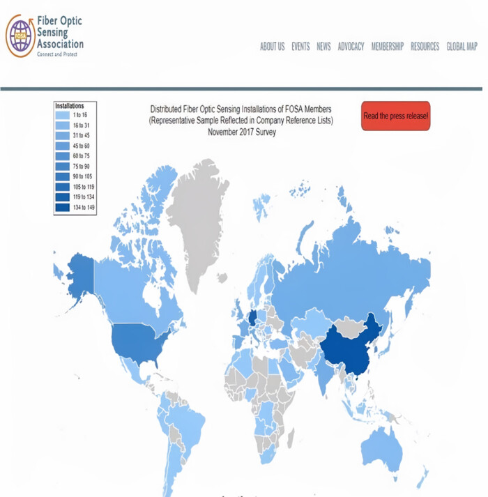 FOSA Global Map of DFOS Installations
